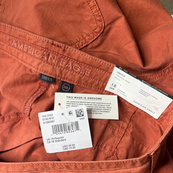 American Eagle Baggy Convertible Cargo Jogger Pants Terracotta Plus Size 18 - Picture 4 of 11